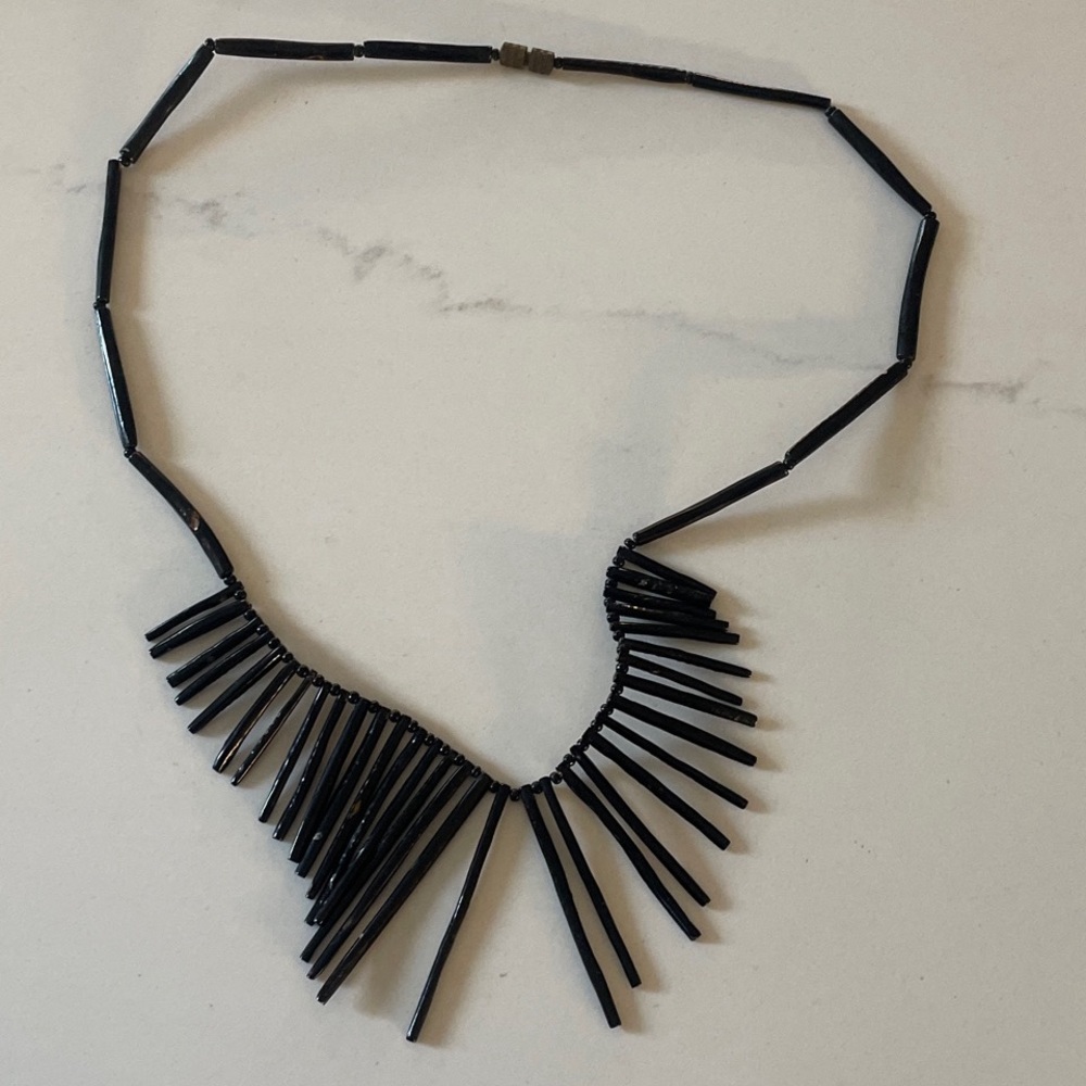Vintage Bold Black Fan design Necklace & Earring set